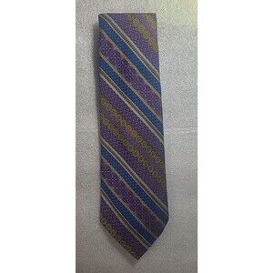 Vintage Hughes Hatcher Purple/Olive Green/Blue Stripes Tie Necktie
